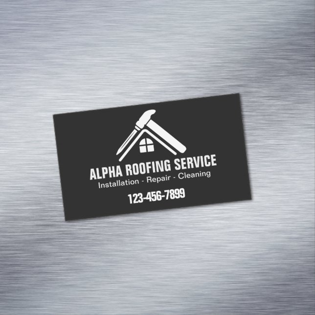 Handyman Roof Repair Construction Roofing Roofer Business Card Magnet (In Situ)