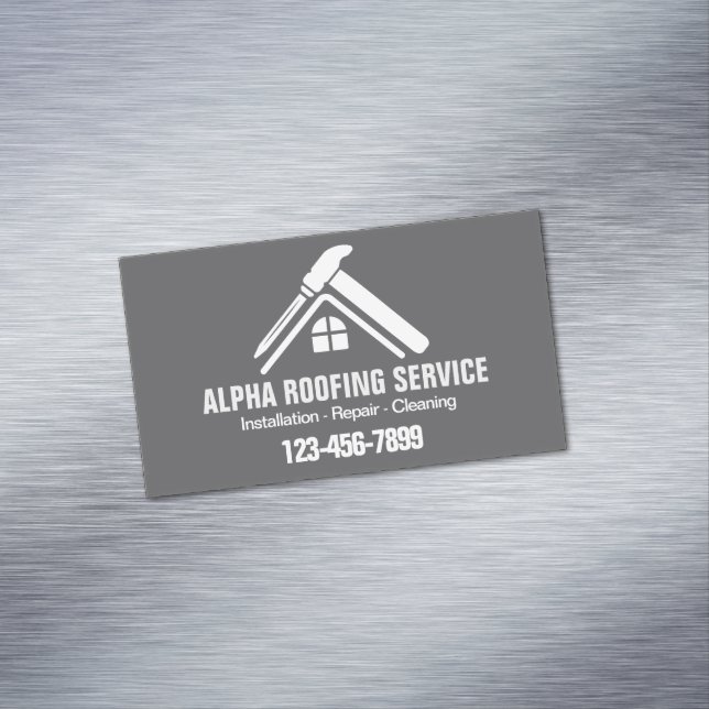 Handyman Roof Repair Construction Roofing Roofer Business Card Magnet (In Situ)