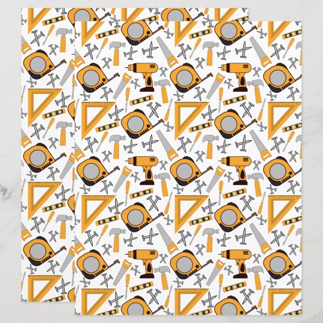 Handyman Scrapbook Paper in Yellow (Front/Back)