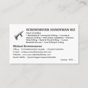 Handyman Screwdriver Drill Contractor Mechanic Business Card