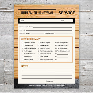 Handyman Service Call Home Repair Form Notepad