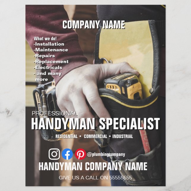 Handyman Services carpenter joiner small Business Flyer (Front)
