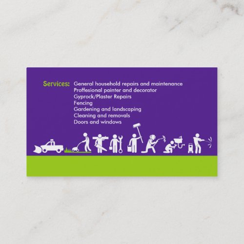 Handyman services home maintenance and lawncare business card
