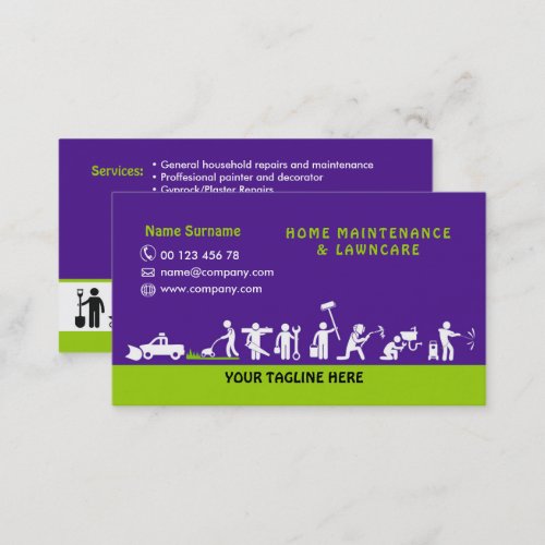 Handyman services home maintenance and lawncare business card