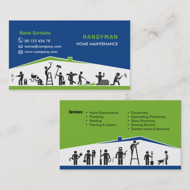 Handyman services, home maintenance business card (Front/Back)