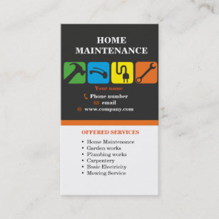 Handyman services, home maintenance business card