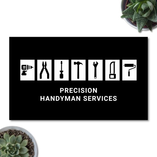 Handyman Services Home Repair Tools Modern Black Business Card