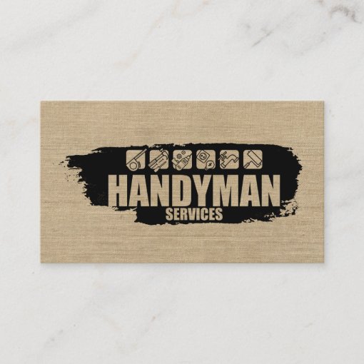 Handyman services simple black grungy business card | Zazzle