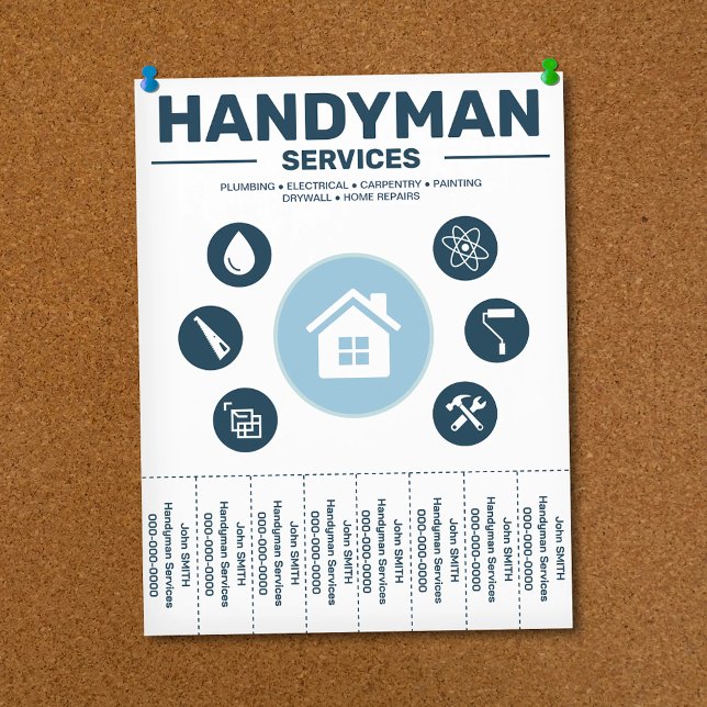 Handyman Services Tear-Off Tabs Flyer (Handyman Services Tear Off Strips Flyer)