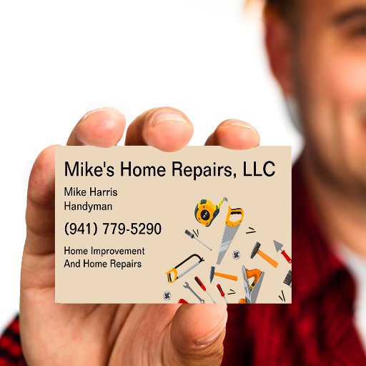 Customizable Handyman Services Tools Design Business Card