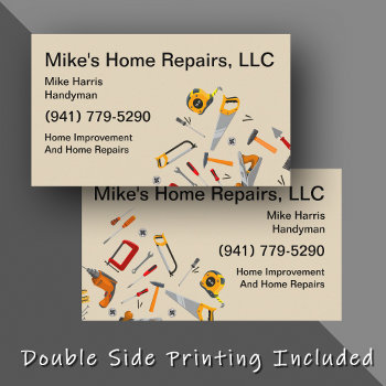 Handyman Services Tools Two Side Business Card by Luckyturtle at Zazzle