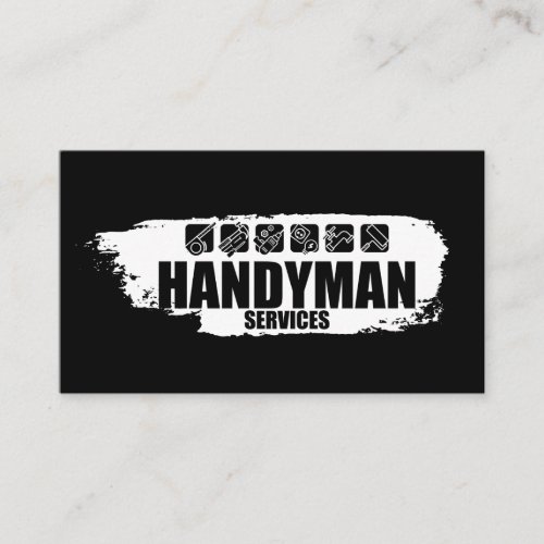 Handyman services  white paint and icons  business card