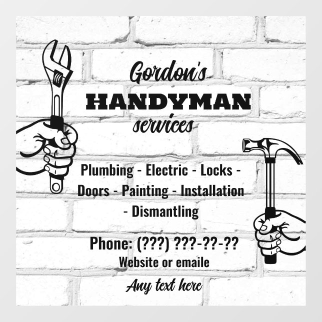 Handyman Services  Window Cling (Sheet)