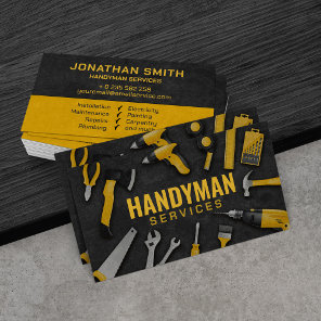 Handyman services yellow tools grunge  business card