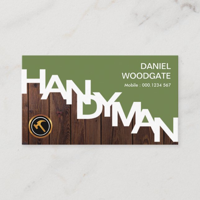 Handyman Signage Fine Wood Grain Timber Fence Business Card (Front)