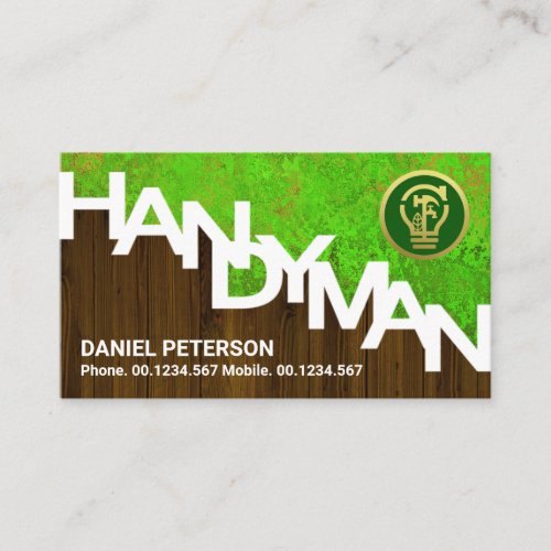 Handyman Signage On Timber Fence Green Garden Business Card