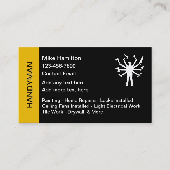Handyman Simple Business Cards Design (Front)