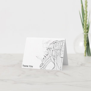 Handyman Sketch in Black and White Business Letterpress Thank You Card