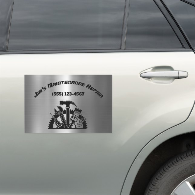 Handyman Steel Maintenance Repair Service Business Car Magnet (In Situ)