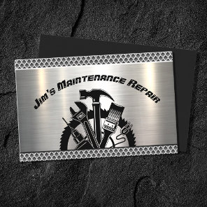 Handyman Steel Plate Maintenance Repair Service Business Card
