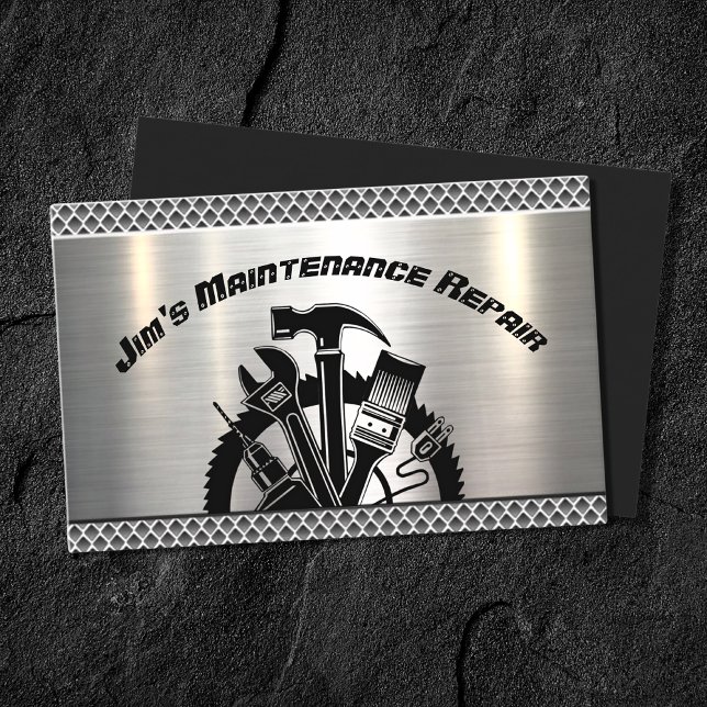 Handyman Steel Plate Maintenance Repair Service Business Card (Creator Uploaded)
