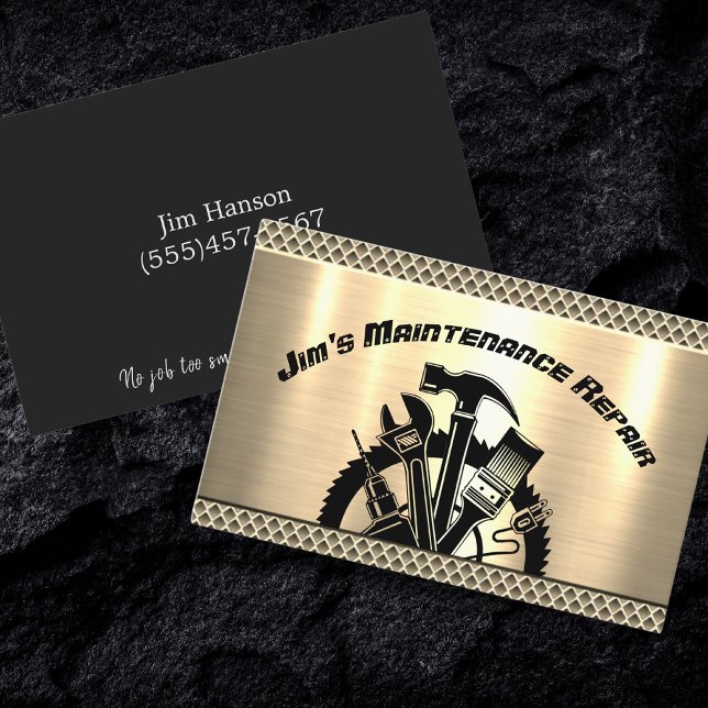 Handyman Steel Plate Maintenance Repair Service Business Card (Creator Uploaded)