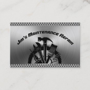 Handyman Steel Plate Maintenance Repair Service Business Card by tyraobryant at Zazzle