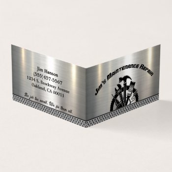 Handyman Steel Plate Maintenance Repair Service Business Card by tyraobryant at Zazzle