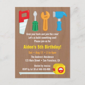 Handyman Tool Boys Birthday Party Invitations