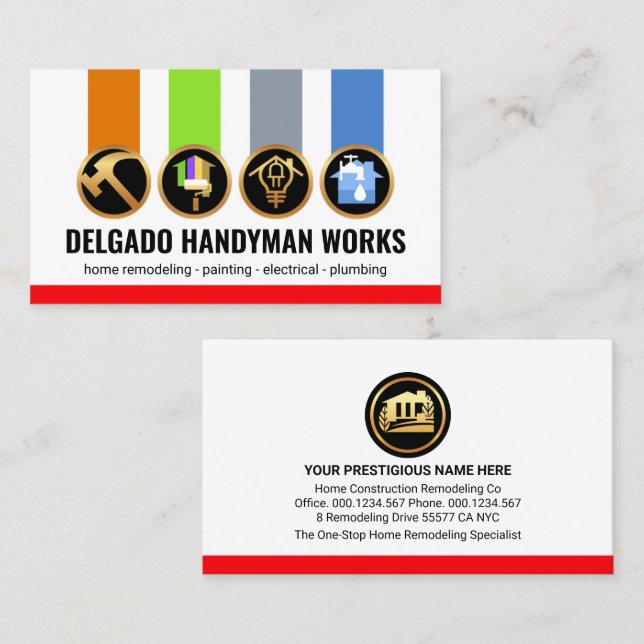 Handyman Tool Building Medals  Business Card (Front/Back)