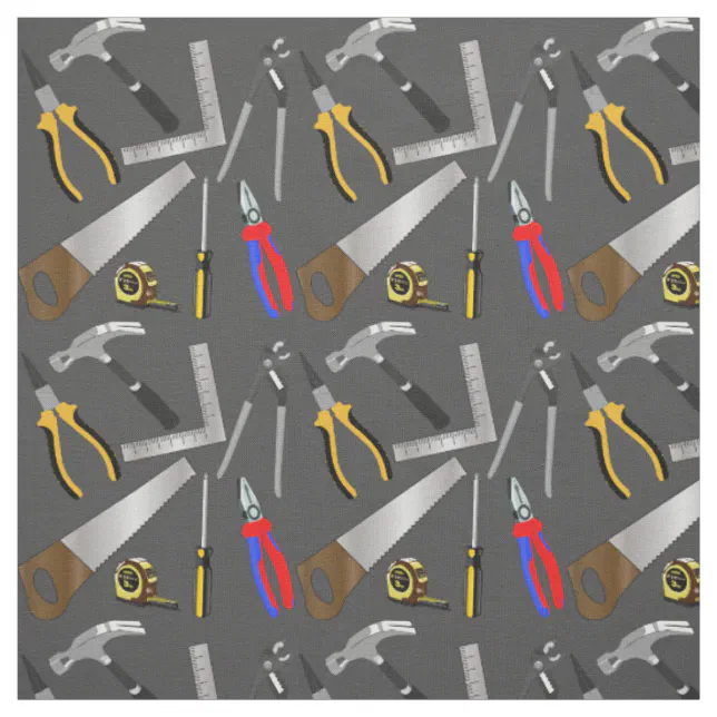 Handyman Tool Pattern Fabric | Zazzle