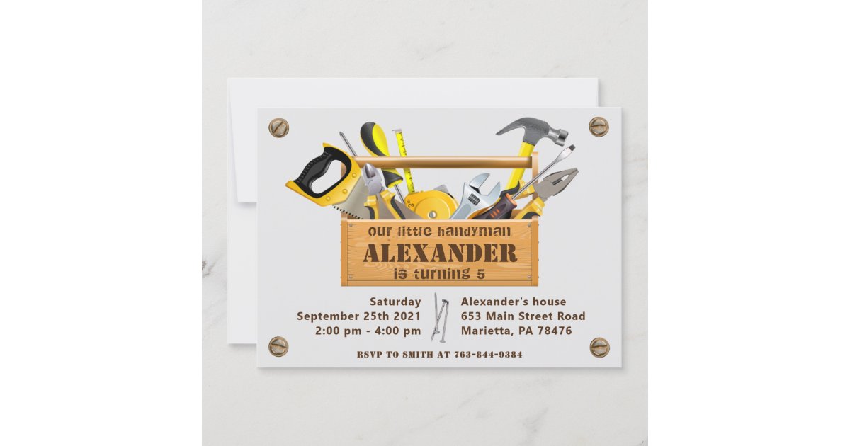 Handyman Tools and Gadgets Birthday Party Invitation Zazzle