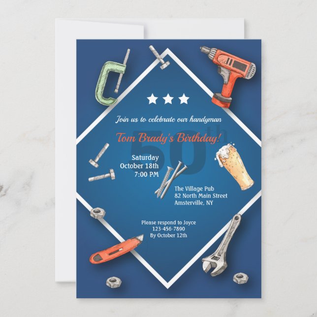 Handyman Tools Birthday Invitation (Front)