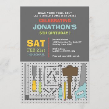 Handyman Tools Birthday Party Invitation by prettypicture at Zazzle
