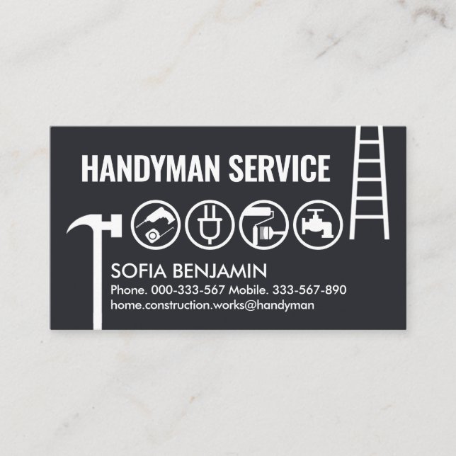 Handyman Tools Border Home Repairman Business Card (Front)