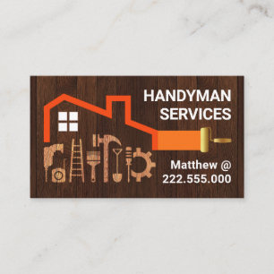Handyman Tools Building On Wood Business Card