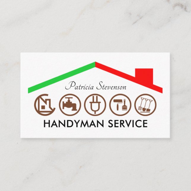 Handyman Tools Building Roof Business Card (Front)