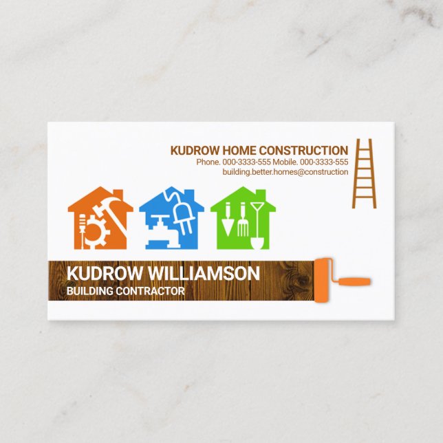 Handyman Tools Colorful Homes Business Card (Front)