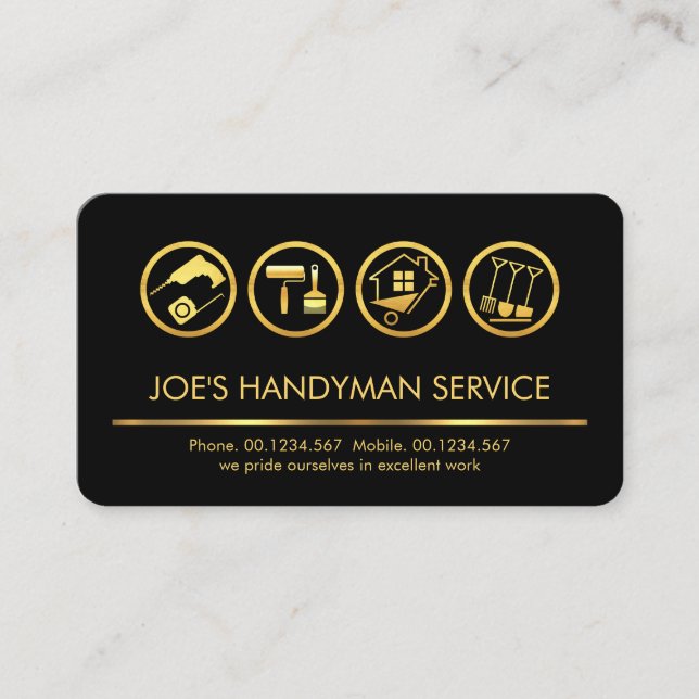 Handyman Tools Gold Line Business Card (Front)