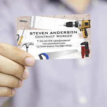 Handyman Tools | Grunge Texture Wall Business Card by lovely_businesscards at Zazzle