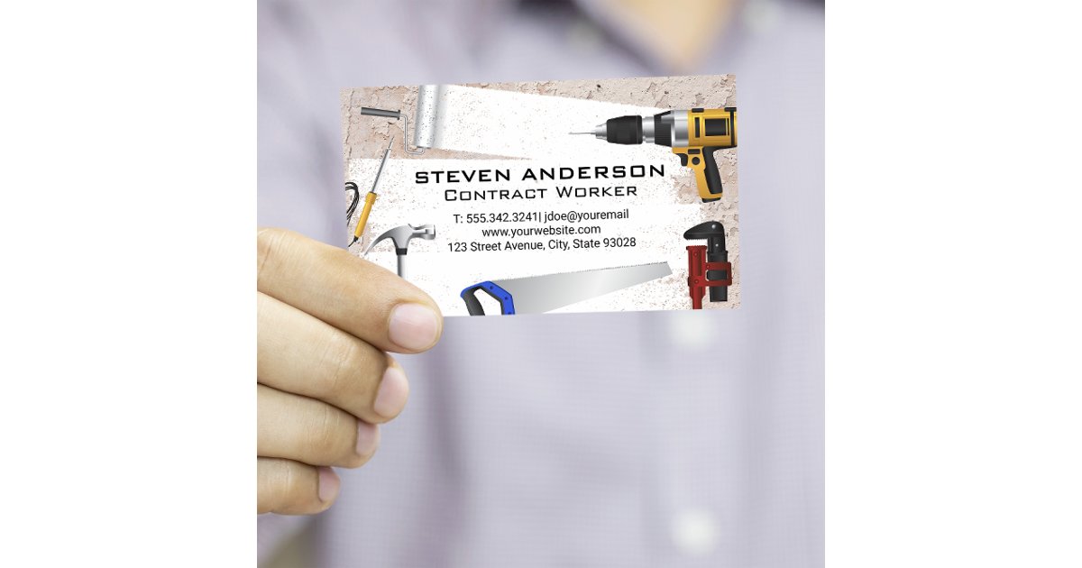 Handyman Tools | Grunge Texture Wall Business Card | Zazzle