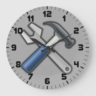 Handyman Tools Hammer and Wrench Wall Clock