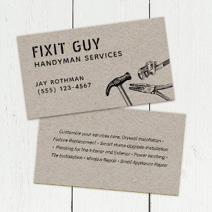 Handyman Tools, Home Improvement Kraft Business Ca Business Card