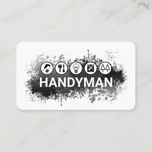 Handyman Tools In Paint Splatter Business Card (Front)