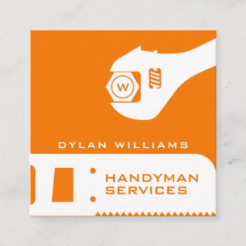 Handyman Tools Inspired Modern Square Business Card by TwoFatCats at Zazzle
