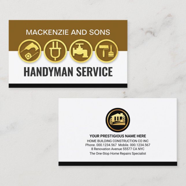 Handyman Tools Layers Home Repairs Business Card (Front/Back)