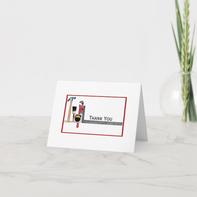 Handyman Tools Letterpress Thank You Card (Front)