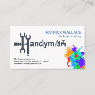 Handyman Tools Motif Paint Splatter Painter Business Card