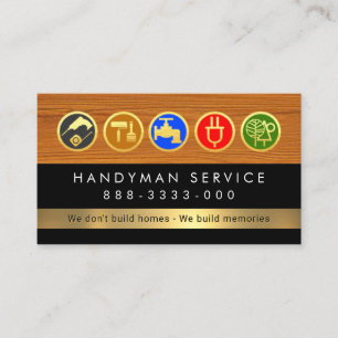 Handyman Tools On Timber Wood Layer Business Card