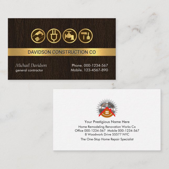 Handyman Tools On Wood Timber Layer Business Card (Front/Back)